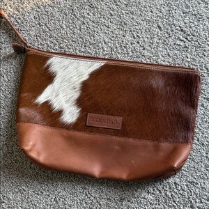 Myra Bag Rustic Brown and White Toiletry Clutch